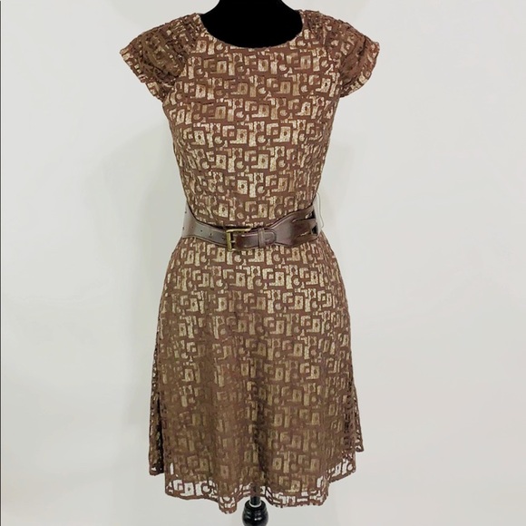 Andrew Marc Dresses & Skirts - Andrew Marc New York brown tan lace midi dress